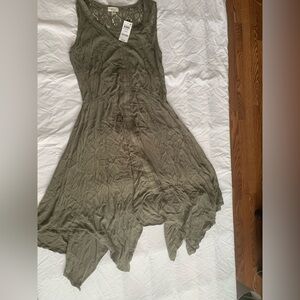 Style & Co. Green Asymmetrical Sundress Scoop Neck Sleeveless